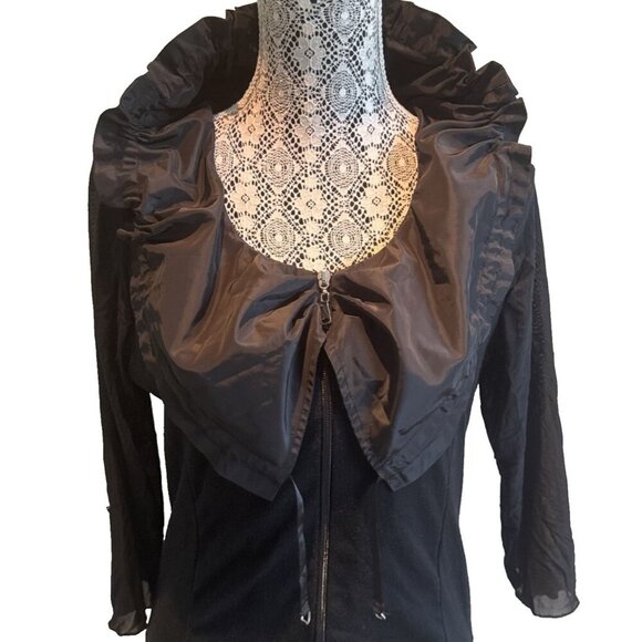 Paolo Tricot Dress, black, size Large, sheer sleeves, Wednesday Adams, witch - Picture 2 of 15